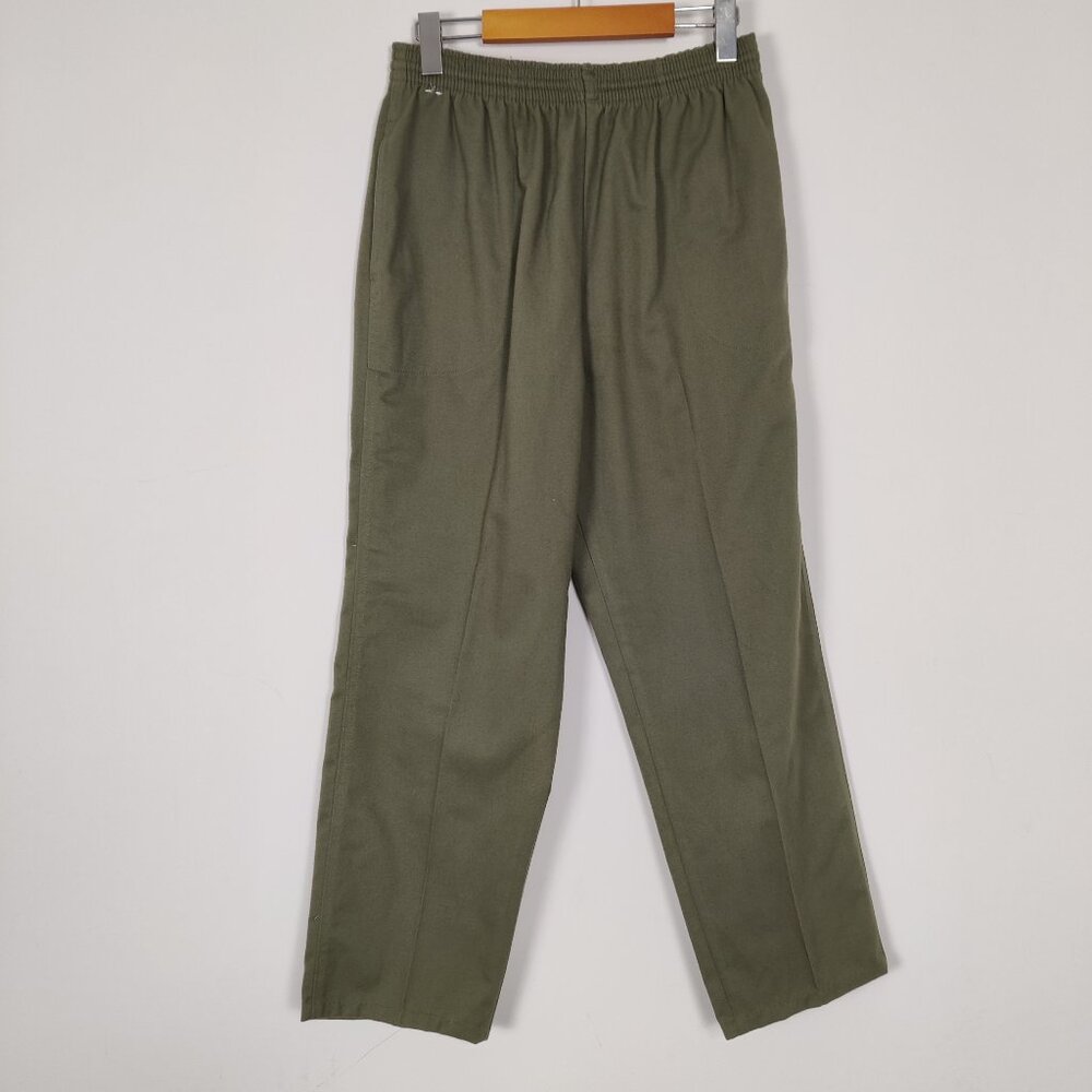 St. Michael Women's Pants Size 14 Olive Cotton Creased Casual Outerwear Leisure